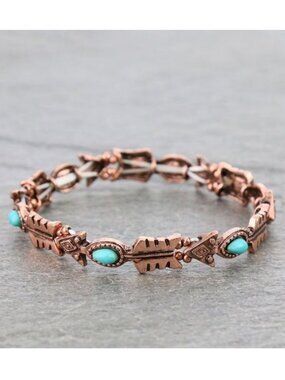 Western Arrow Turquoise Stone Stretch Bracelet - QB8427CB